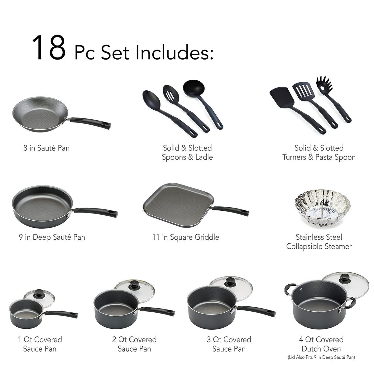 Tramontina PrimaWare 18-Piece Nonstick Cookware Set, Gray 🍁 All In One Marketplace Canada
