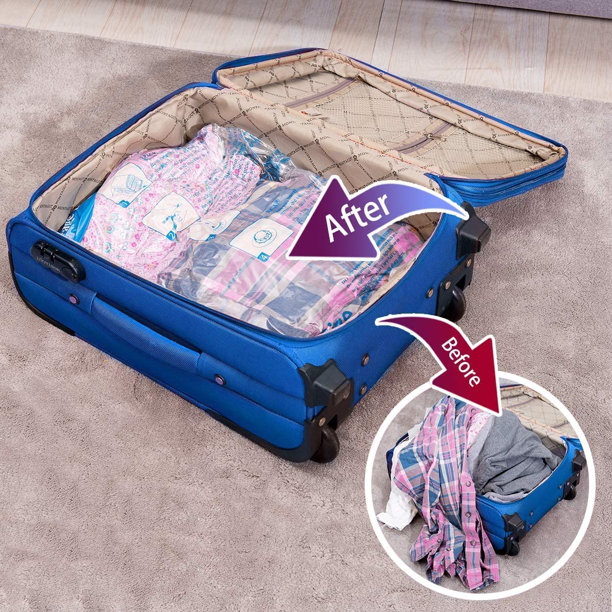 Vacuum Storage Bags 12 Jumbo, Space Saver Sealer Bags, Compression Bags for Clothes, Pillows, Comforters, Blankets, Bedding ๐ All In One Marketplace Canada