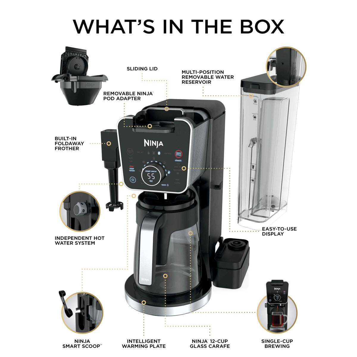 Ninja CFP301C DualBrew Pro Specialty Coffee System, Single-Serve, Pod, and 12-Cup Drip Coffee Maker (Canadian Version) , Black 🍁 All In One Marketplace Canada