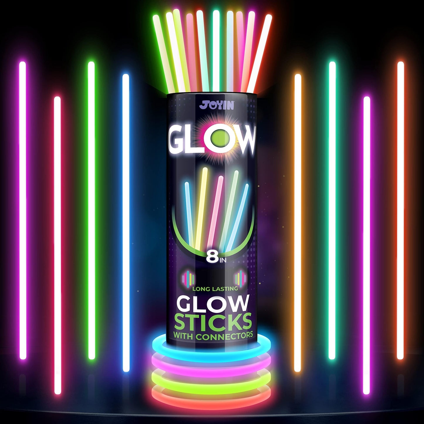 JOYIN 200 Pcs Glow Sticks Bulk 8" Glowsticks, Glow Stick Bracelets Necklaces, Glow in the Dark Party Favors, Easter, Christmas, Halloween Party Supplies Pack ๐ All In One Marketplace Canada
