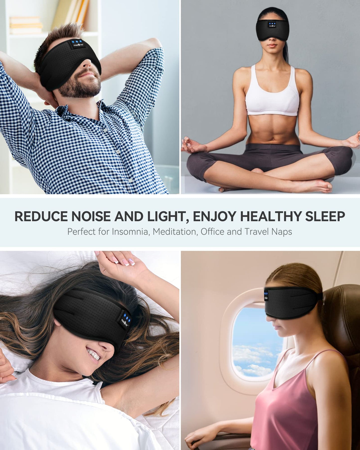 MUSICOZY Sleep Headphones Breathable Bluetooth 5.4 Headband 3D Sleeping Headphones, Wireless Eye Mask Sleep Earbuds for Side Sleeper Office Air Travel Cool Tech Gadgets Unique Gifts (Matte Black) ๐ All In One Marketplace Canada