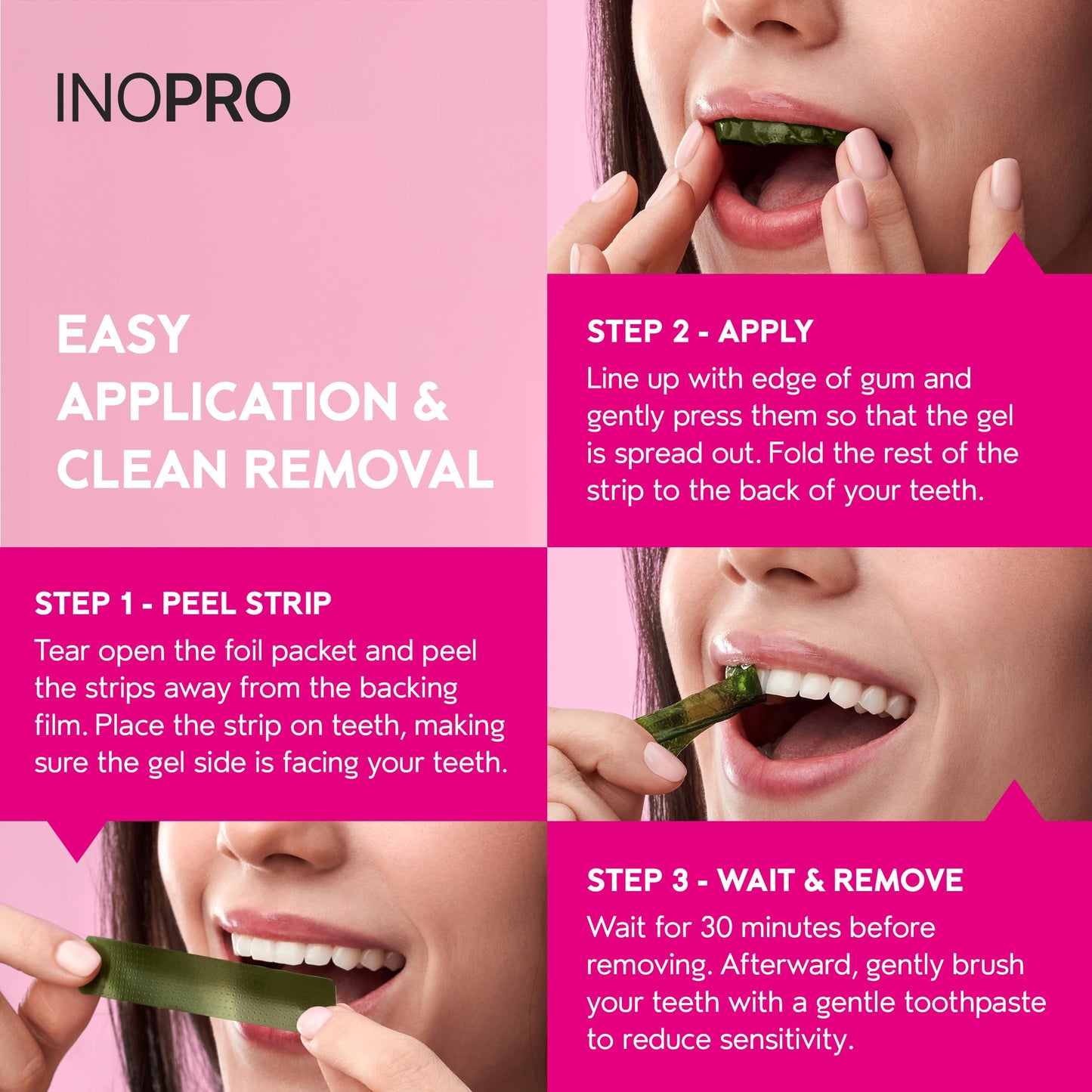 InoPro Teeth Whitening Strips 14 Treatments Kit - Sensitive Teeth Whitener, Peroxide Free, Enamel Safe Green White Strips, Deep Stains Removal - Instant Teeth Whitening Without The Harm (28 Strips) π All In One Marketplace Canada
