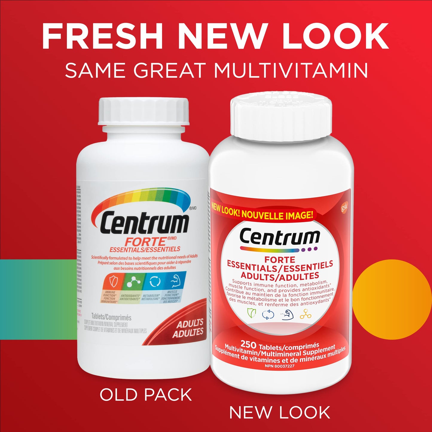 Centrum Adult Forte Essentials Mulitvitamins/Minerals Supplement for Men & Women, 250 Tablets (Packaging May Vary) ๐ All In One Marketplace Canada