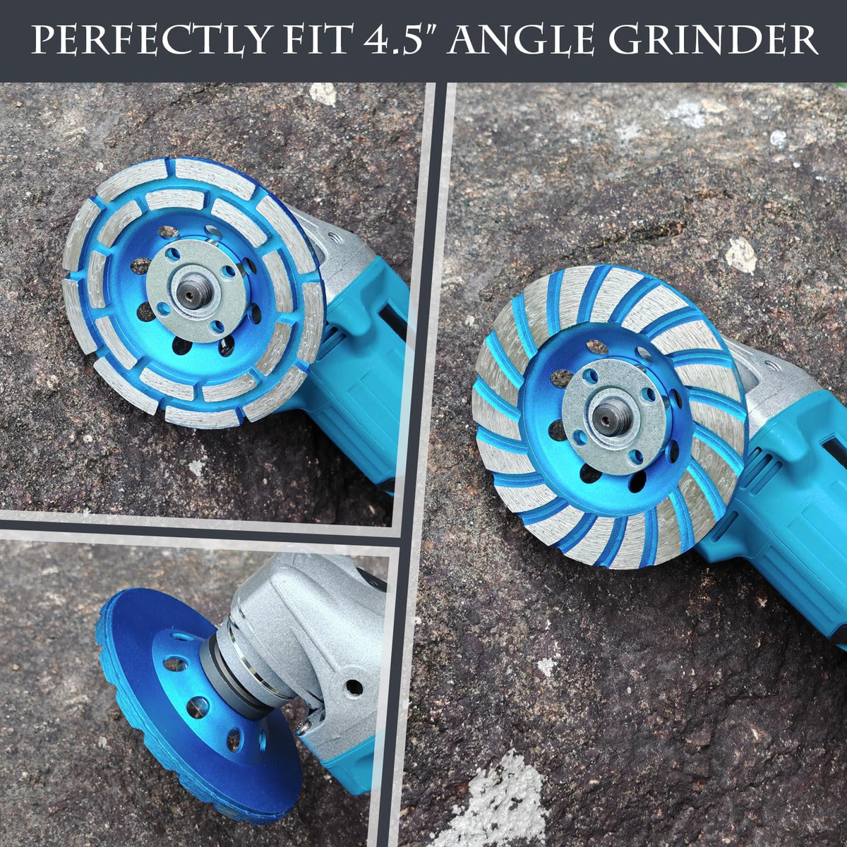 SWIGRANCE 2Pcs Diamond Concrete Grinding Cup Wheels 115mm 4-1/2" Set (Double Row + Turbo Row Segment), Fits 7/8" Arbor for Angle Grinder, Shaping Cleaning Concrete Masonry Marble Granite Brick ๐ All In One Marketplace Canada