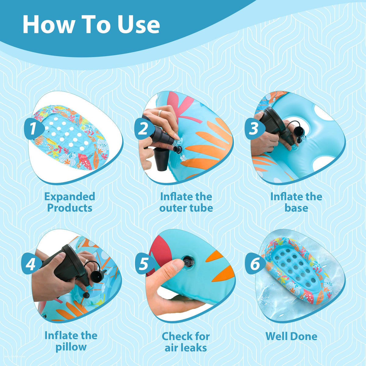 LUSARRYWILL 2 Pack Pool Floaties for Adults, 72"X42" Ultra Size with Headrest, Cooling Holes, Giant Pool Mats, Multi-Purpose Pool Float Lounger for Pool Party, Beach, Lake, River, Sea, Outdoor ๐ All In One Marketplace Canada