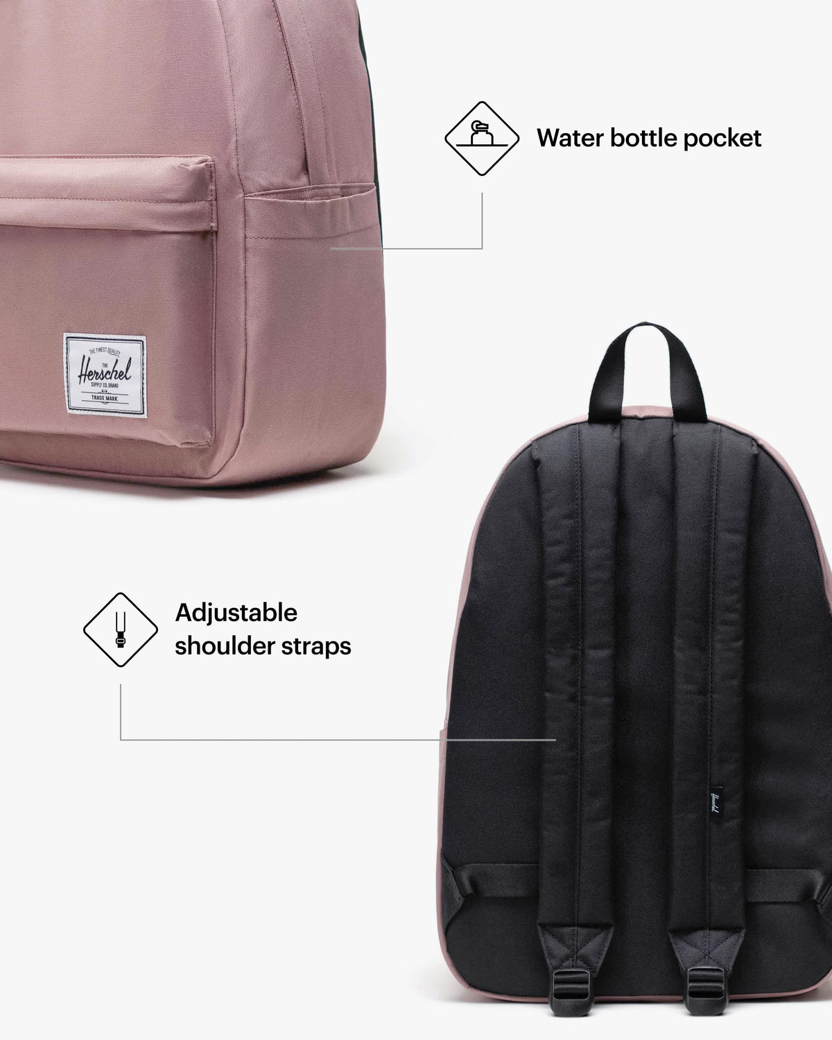 Herschel Classic Backpack, Unisex, Ash Rose, Mod XL - 25L š All In One Marketplace Canada