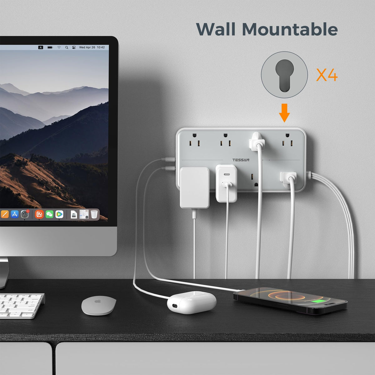 TESSAN Flat Plug Power Bars with Surge Protector 1080J, 6 Ft ๐ All In One Marketplace Canada
