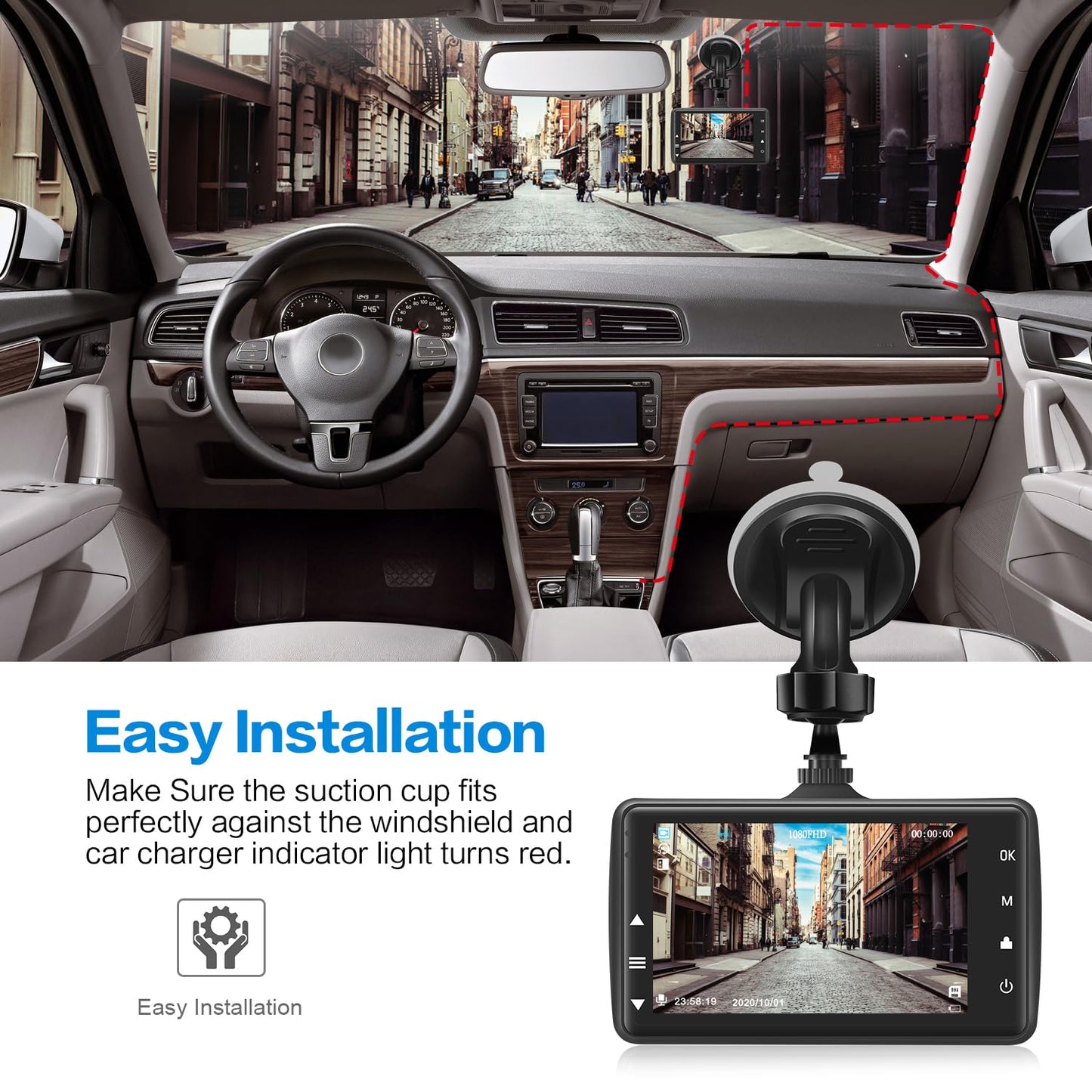 Dash Cam Front with 32G SD Card, BOOGIIO 1080P FHD Car Driving Recorder 3'' IPS Screen 170°Wide Angle Dashboard Camera Aluminum Alloy Case, WDR G-Sensor Parking Monitor Loop Recording Motion Detection 🍁 All In One Marketplace Canada
