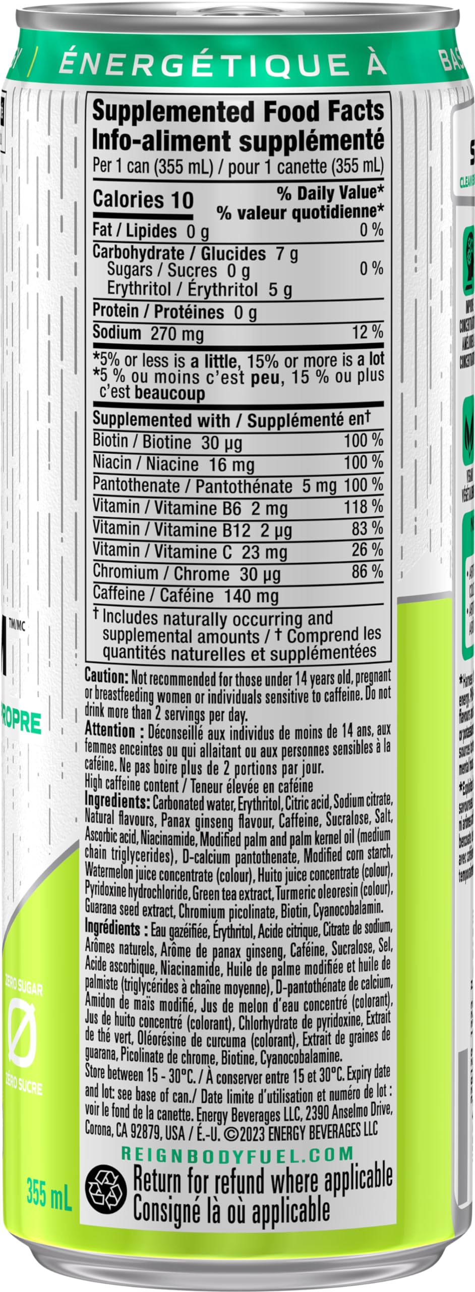 REIGN STORM, Kiwi Blend, 355 mL Cans (12 Pack) โ Clean Energy Drink, Zero Sugar, Plant-Based, Vegan ๐ All In One Marketplace Canada