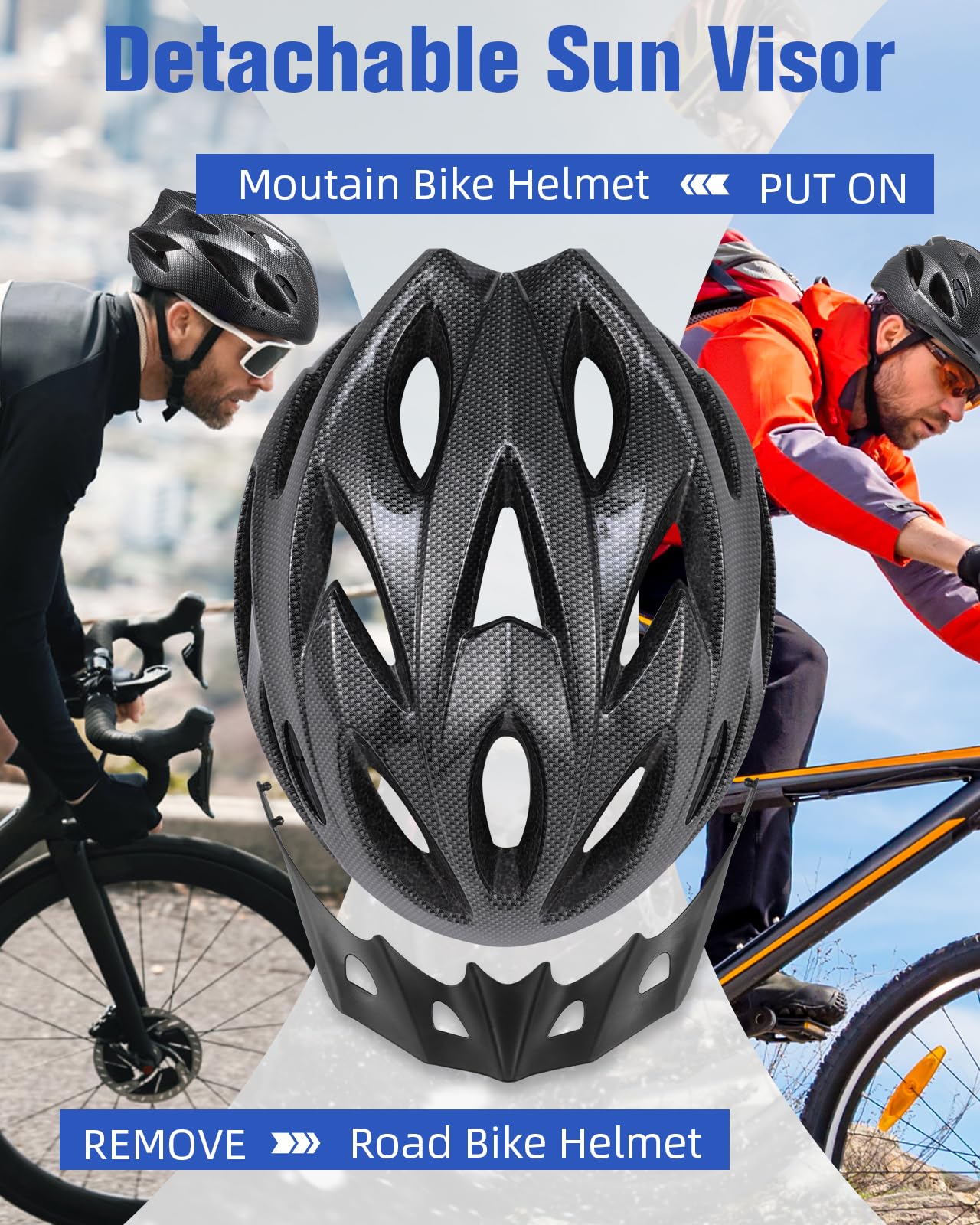 Zacro Bike Helmet Adult Men Women - CPSC Safety Certified Lightweight Bicycle Helmet with Detachable Sun Visor, Mountain Bike Helmet Suitable for Men Women Adults Youth ๐ All In One Marketplace Canada