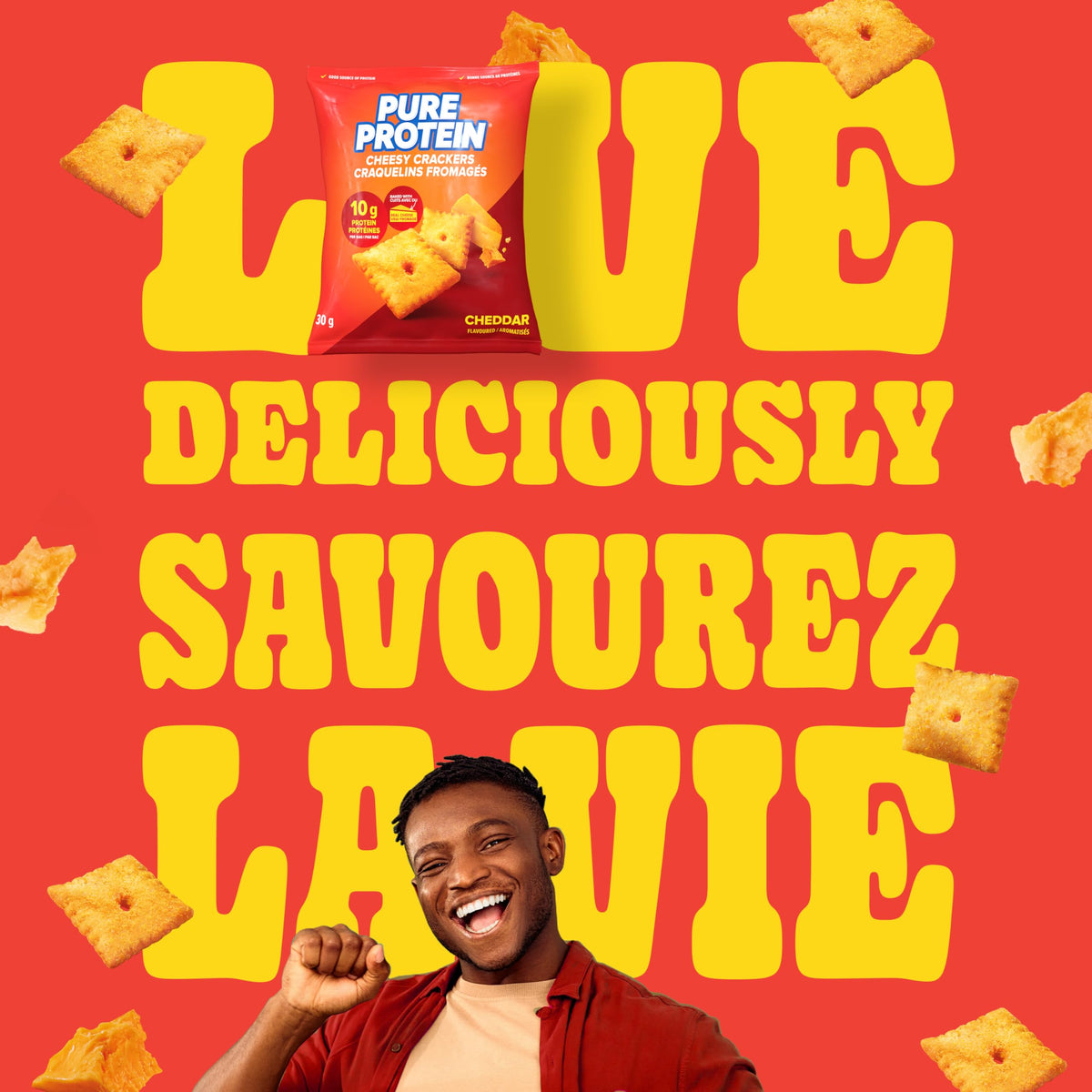 Pure Protein Cheesy Crackers, Cheddar, High Protein Snack, 10G Protein, Pack of 8 ๐ All In One Marketplace Canada