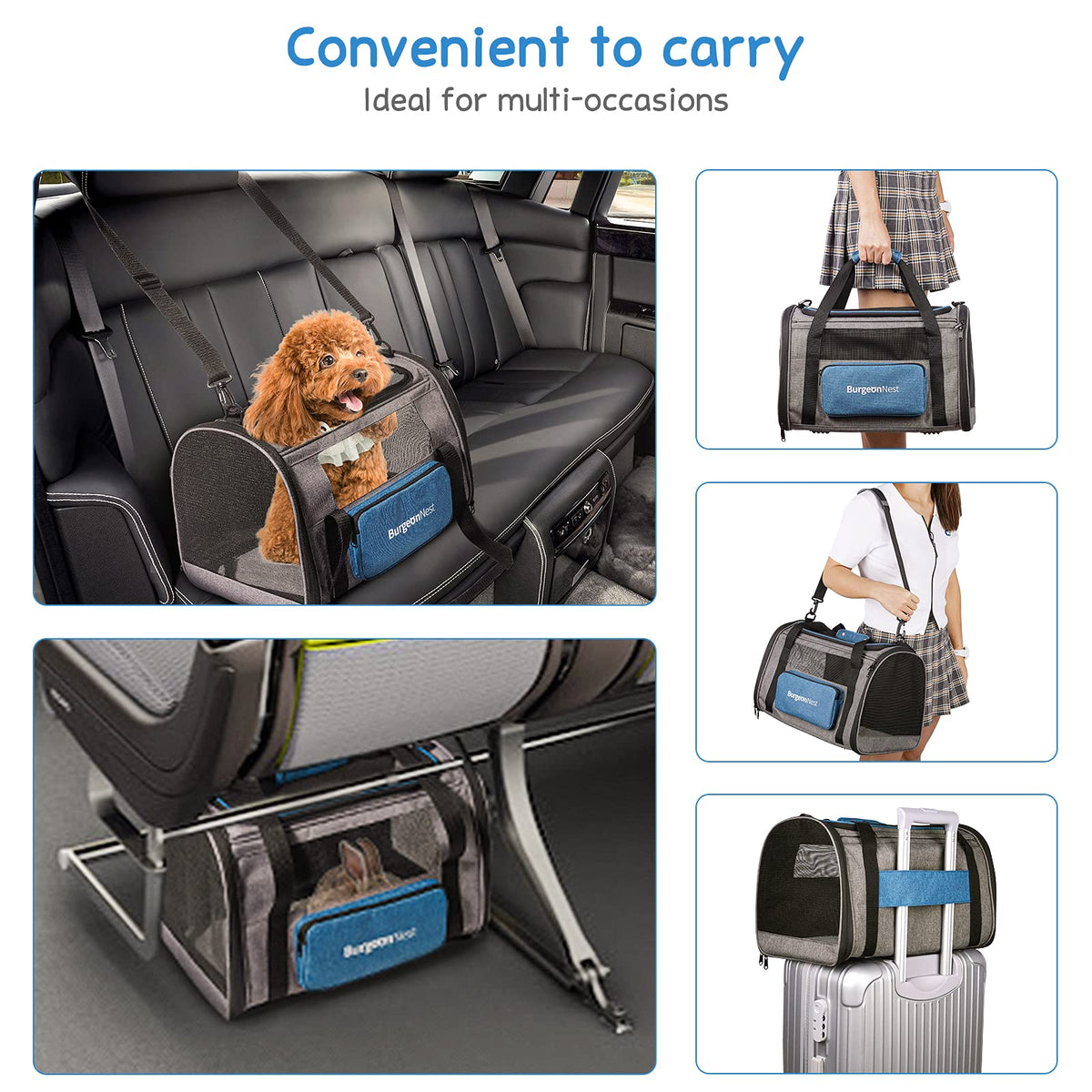 BurgeonNest Cat Carriers for Medium Cats Under 25 lbs, Pet Carrier for Cats with Unique Side Bag,Top Load Small Pet Carrier Soft-Sided Escape Proof with 4 Ventilated Windows ๐ All In One Marketplace Canada