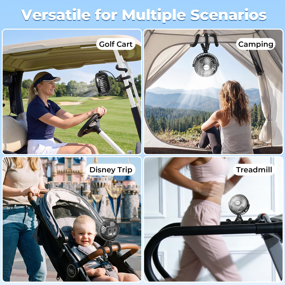 AMACOOL Battery Operated Stroller Fan Flexible Tripod Clip On Fan with 3 Speeds and Rotatable Handheld Personal Fans for Car Seat Crib Bike Treadmill π All In One Marketplace Canada