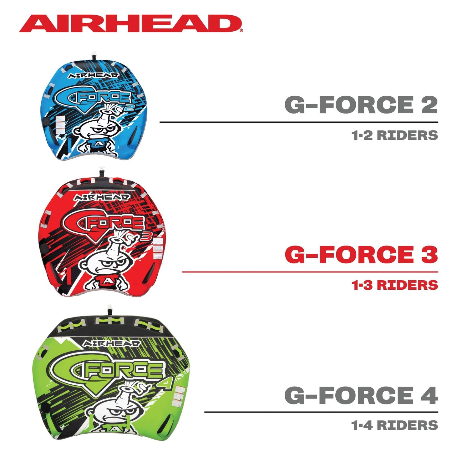 AirHead G-Force 3 Towable 1-3 Rider Tube for Boating and Water Sports, Heavy Duty Full Nylon Cover with Zipper, EVA Foam Pads, and Patented Speed Safety Valve for Easy Inflating & Deflating ๐ All In One Marketplace Canada