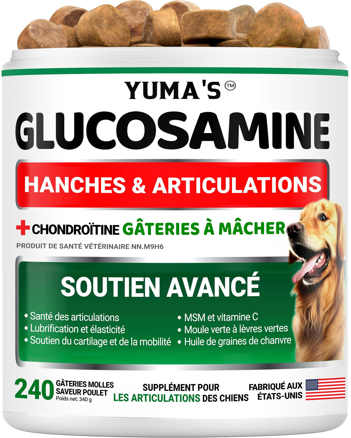 Glucosamine for Dogs - 240 Chews - Hip and Joint Supplement for Dogs with Chondroitin, MSM & Turmeric - Joint Pain Relief for Senior Dogs - All Breeds - Mobility Support - Value Pack - Made in USA š All In One Marketplace Canada