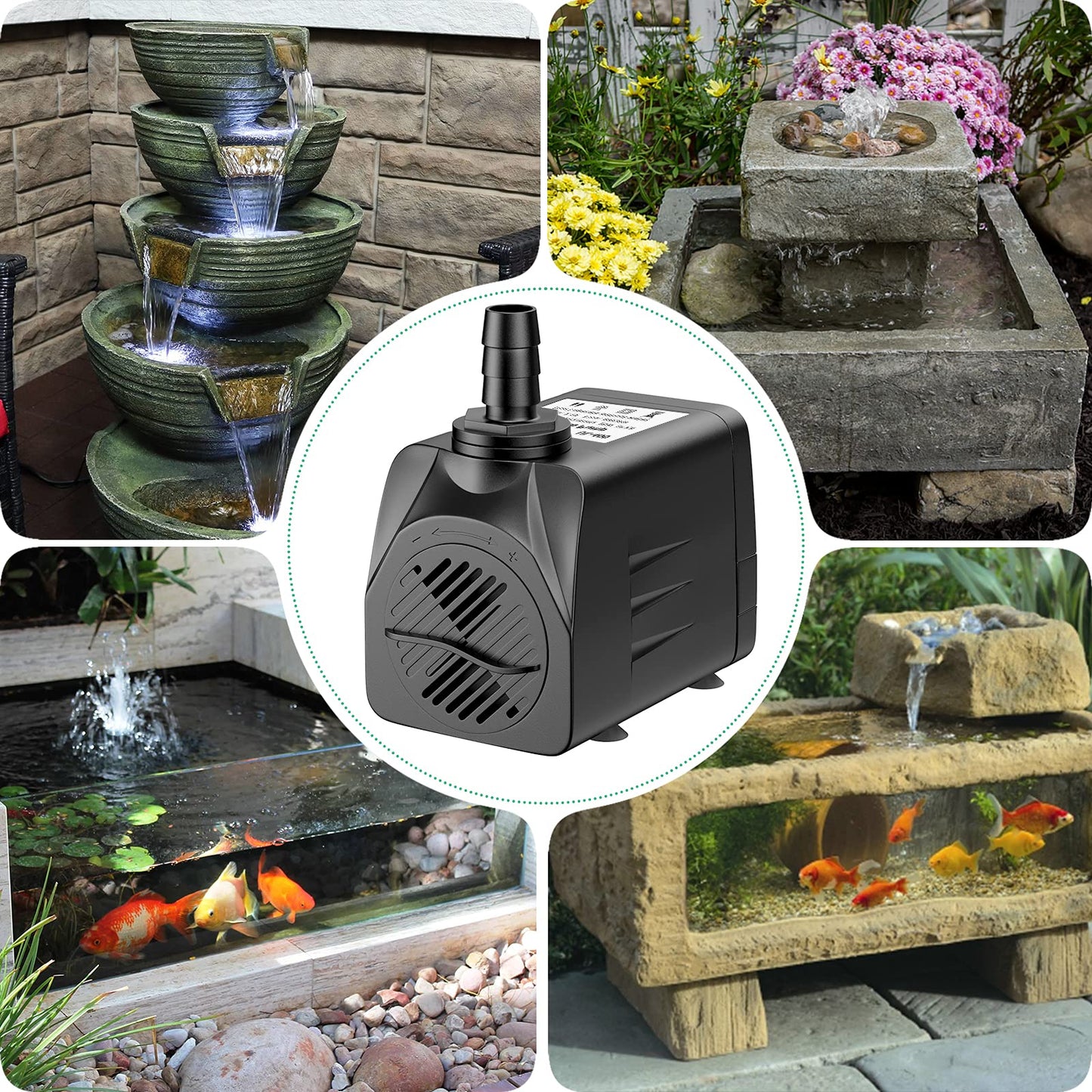 Pawfly 400 GPH Submersible Water Pump 25W 7ft. High Lift Quiet Pump with 6ft Power Cord for Fountain Aquarium Fish Tank ๐ All In One Marketplace Canada