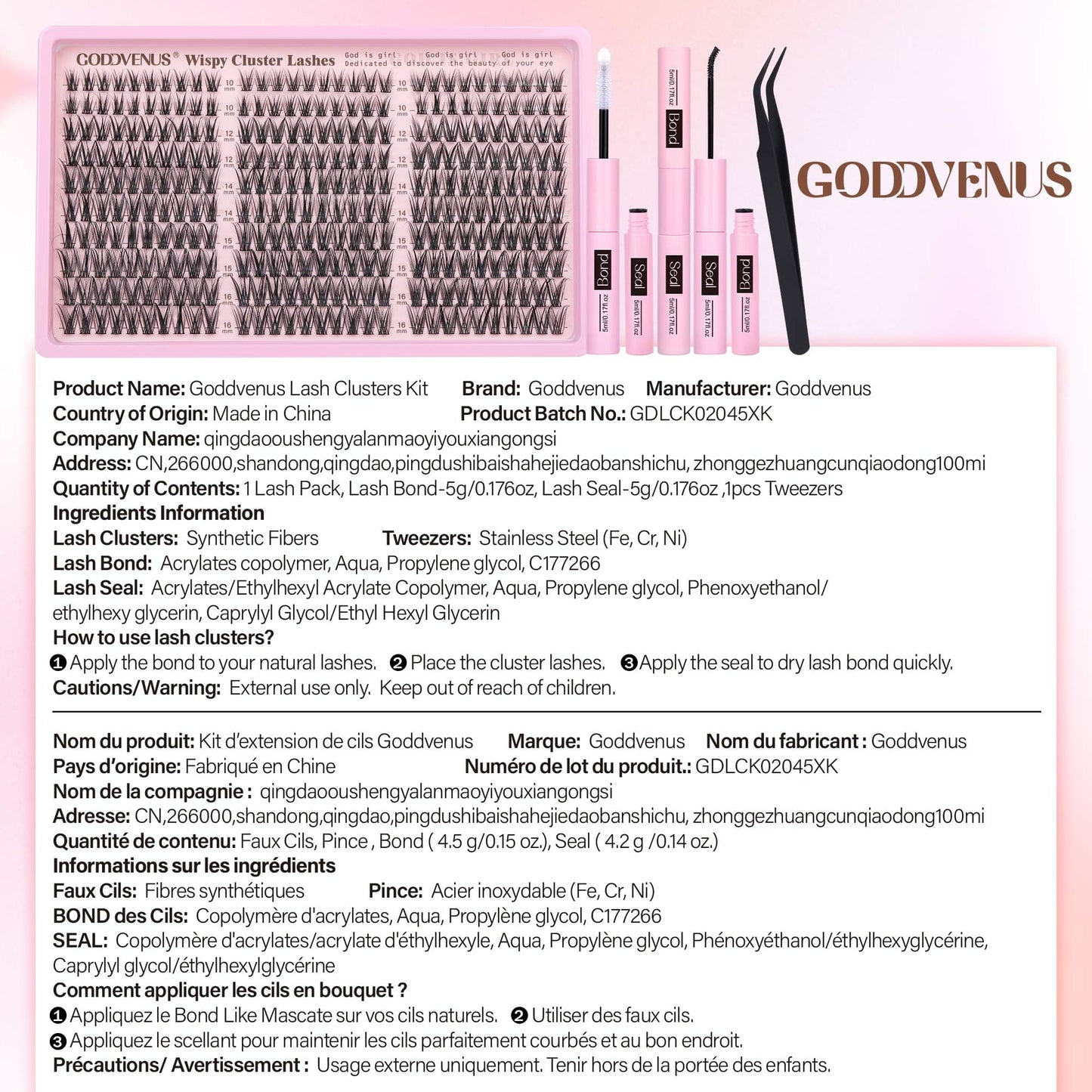 Goddvenus Cluster Lashes Kit Wispy Natural 300pcs Eyelashes Clusters 10-16mm DIY Eyelash Extensions Kit C Curl Individual Lashes for DIY Lash Extension 🍁 All In One Marketplace Canada