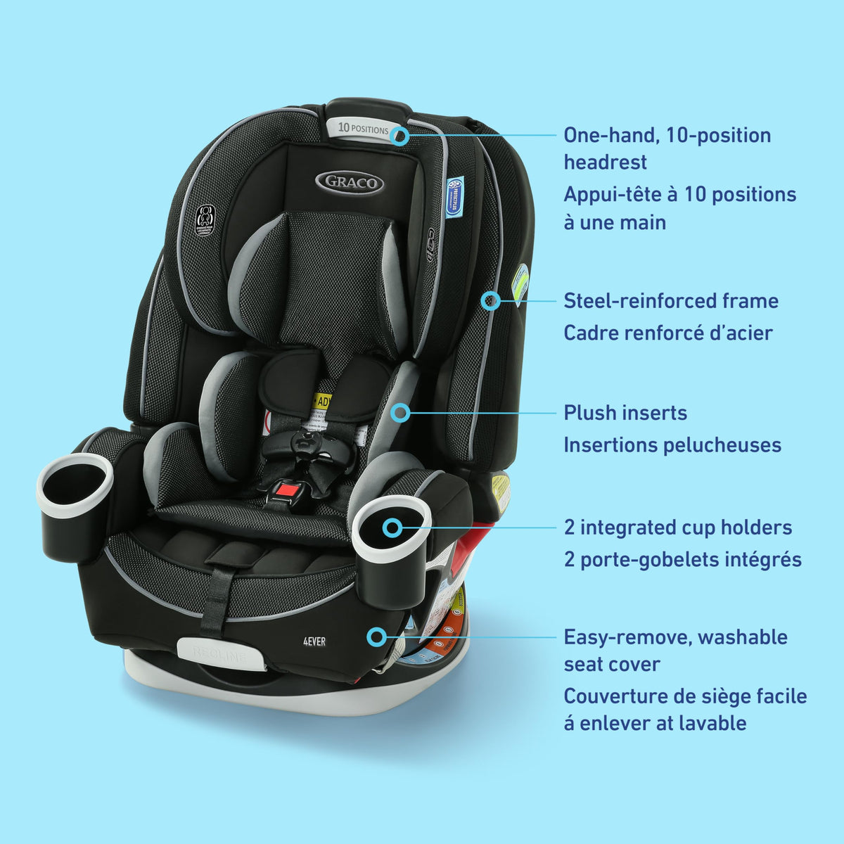 Graco 4Ever All-in-One Convertible Car Seat, 4-in-1 Baby to Big Kid Car Seat from 1.8-54 kg (4-120 lb), ProtectPlus Engineered, Raegen π All In One Marketplace Canada