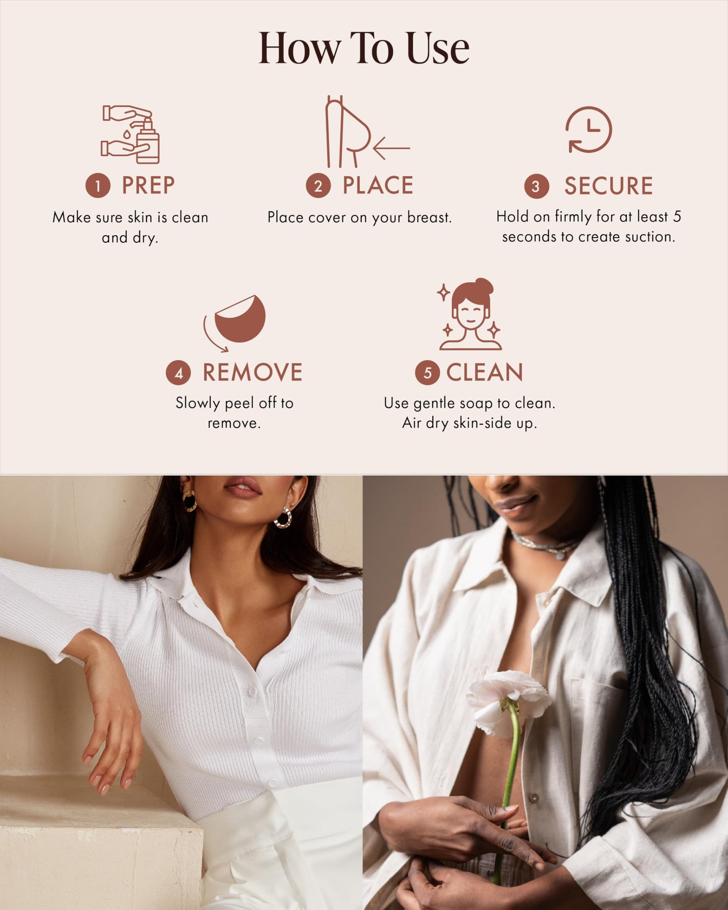 Bare Babe Reusable Silicone Nipple Covers - Waterproof, Nude, 4 Shades - Sticky Breast Stickers for Strapless Dress, Crème, Small (Fits AA-B) 🍁 All In One Marketplace Canada