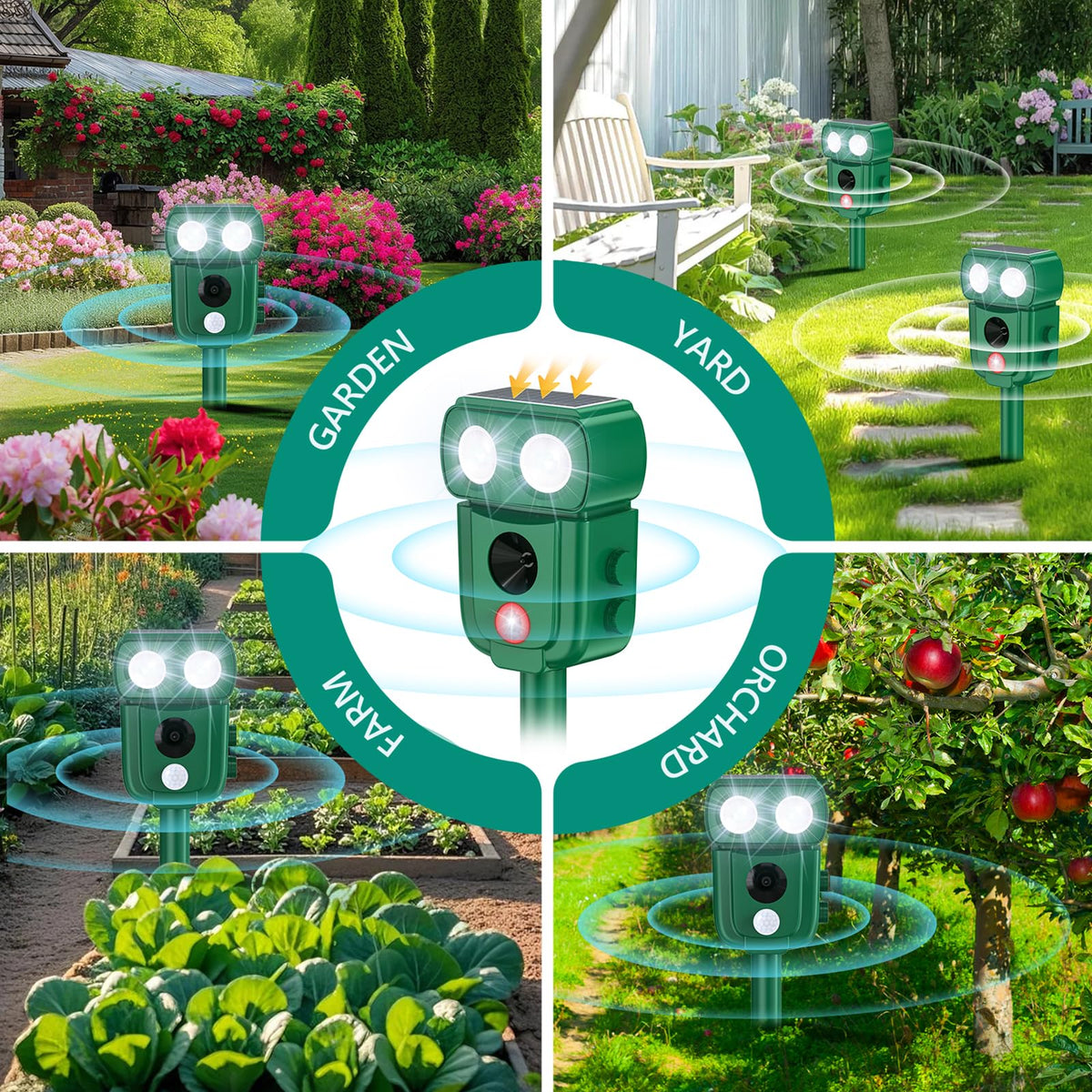 Ultrasonic Animal Repellent Outdoor, Solar Power Cat Raccoon Deer Repeller, Rabbit Snake Control with Motion Sensor and Flash Light, Waterproof Squirrel Skunk Deterrent for Yard Farm Garden ๐ All In One Marketplace Canada