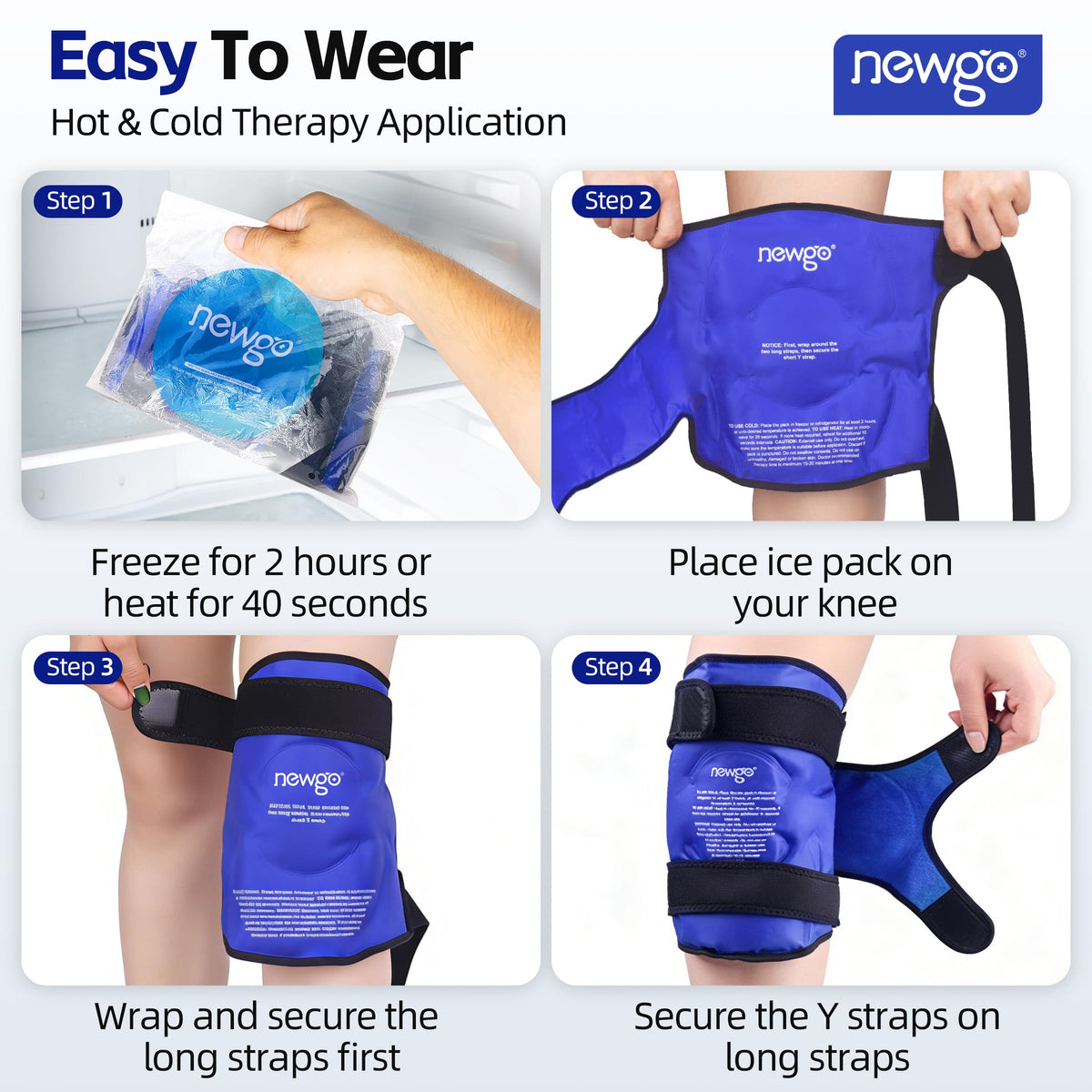 NEWGO Ice Pack for Knee Replacement Surgery, Reusable Gel Cold Pack Knee Ice Pack Wrap Around Entire Knee for Knee Injuries, Knee Ice Wrap for Pain Relief, Swelling, Bruises ๐ All In One Marketplace Canada