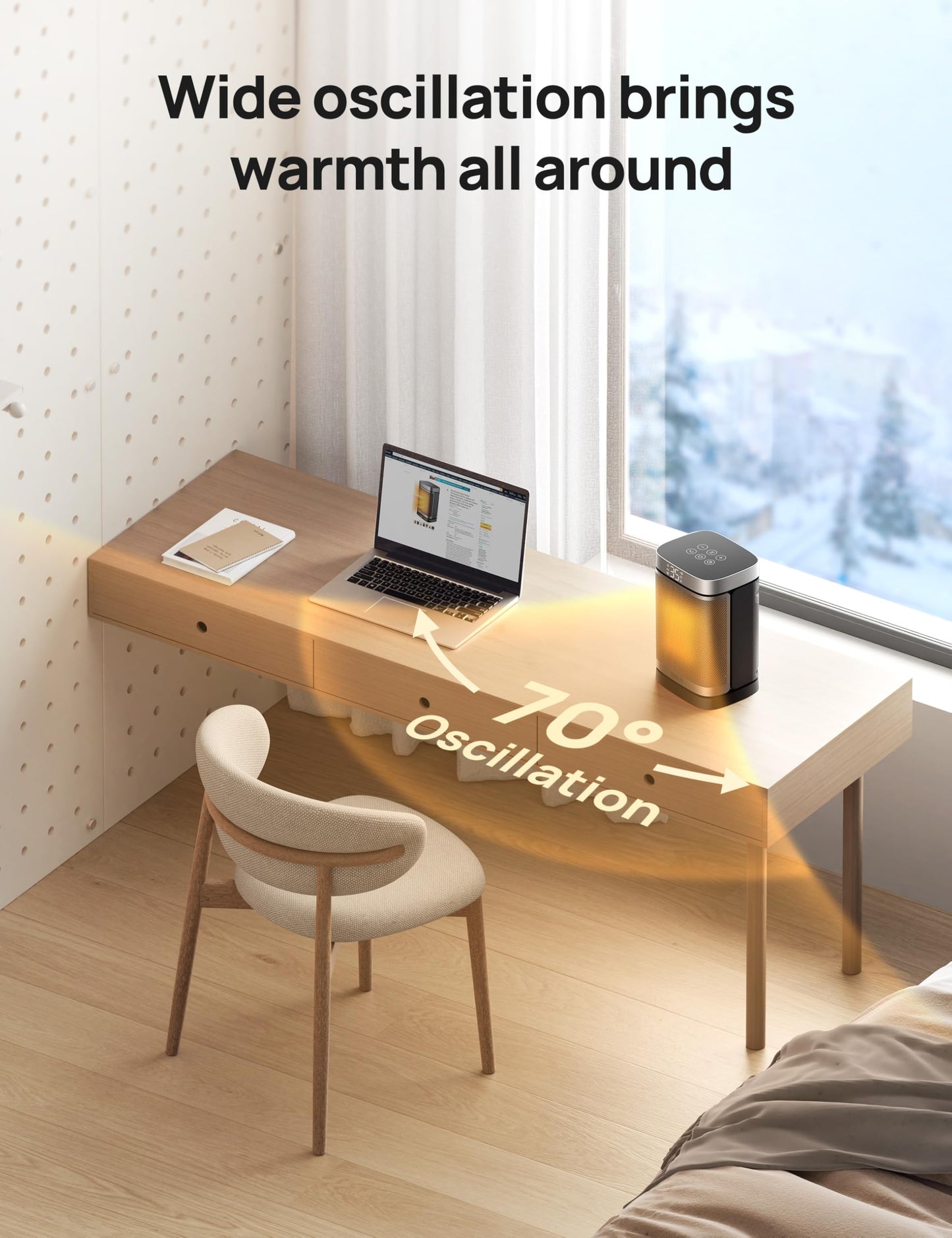 DREO Space Heaters for Indoor Use, 1500W Electric Heater for Bedroom Home Office, Safe PTC Ceramic Heater with Thermostat, Portable Heaters with Remote, 70ยฐOscillation, 12H Timer, 5 Modes ๐ All In One Marketplace Canada