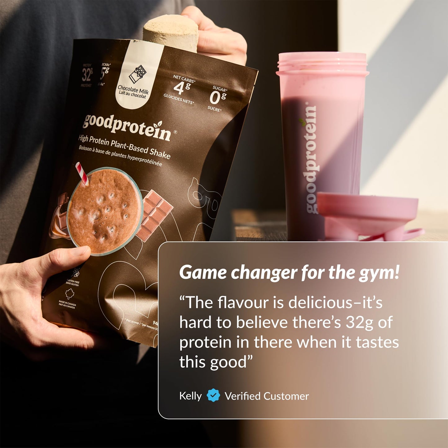 Good Protein – 32g Protein, Vegan High Protein Powder, 100% Natural, Non-GMO, Dairy-free, Gluten & Soy Free and No Added Sugar. Plant-Based Protein Shake (Chocolate Milk, 940 g) 🍁 All In One Marketplace Canada