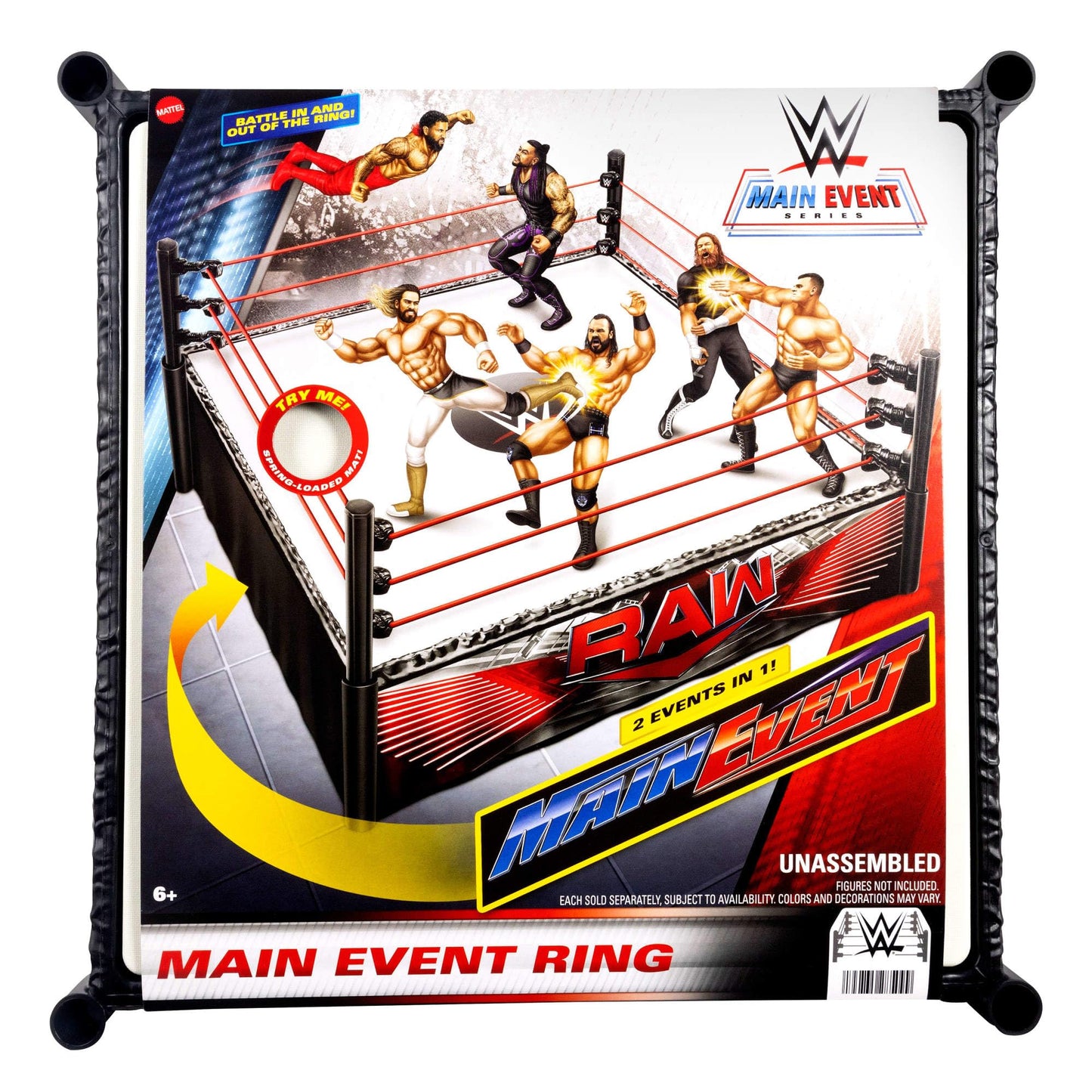Mattel WWE Superstar Ring with Labels for Main Event & RAW, Spring-Loaded Ring Mat & Pro Tension Elastic Ropes ๐ All In One Marketplace Canada