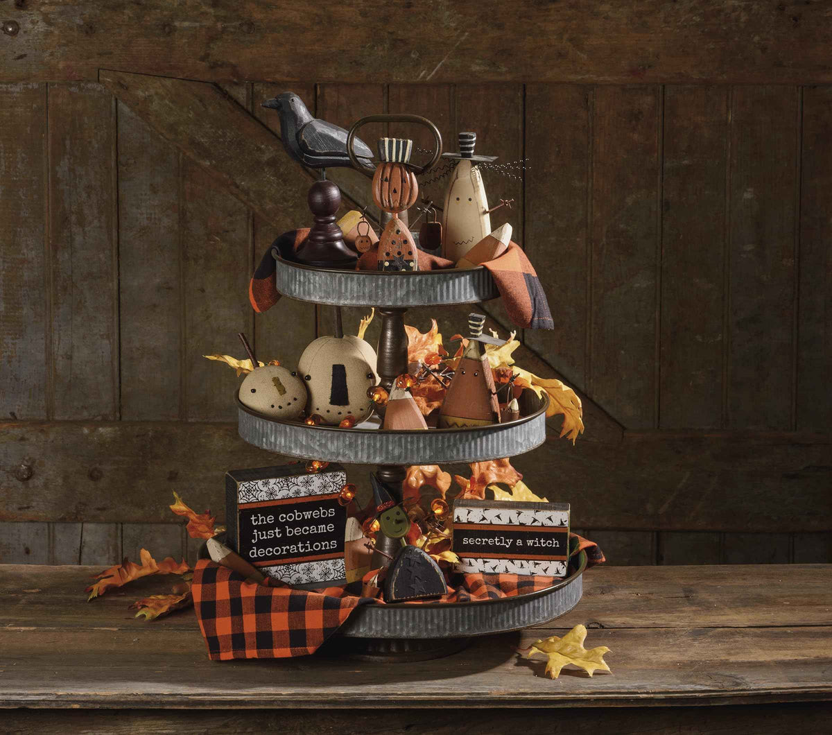 Primitives by Kathy Chunky Sitter, Candy Corn Man, Halloween Figurine Decoration 21157