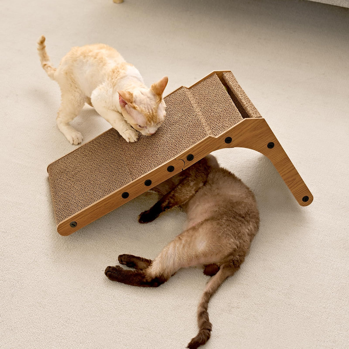 EHEYCIGA Cardboard Cat Scratcher for Indoor Cats, 68 CM L Shaped Vertical Cat Scratching Pad with Ball Cat Toy, Large Cat Scratcher Board ๐ All In One Marketplace Canada