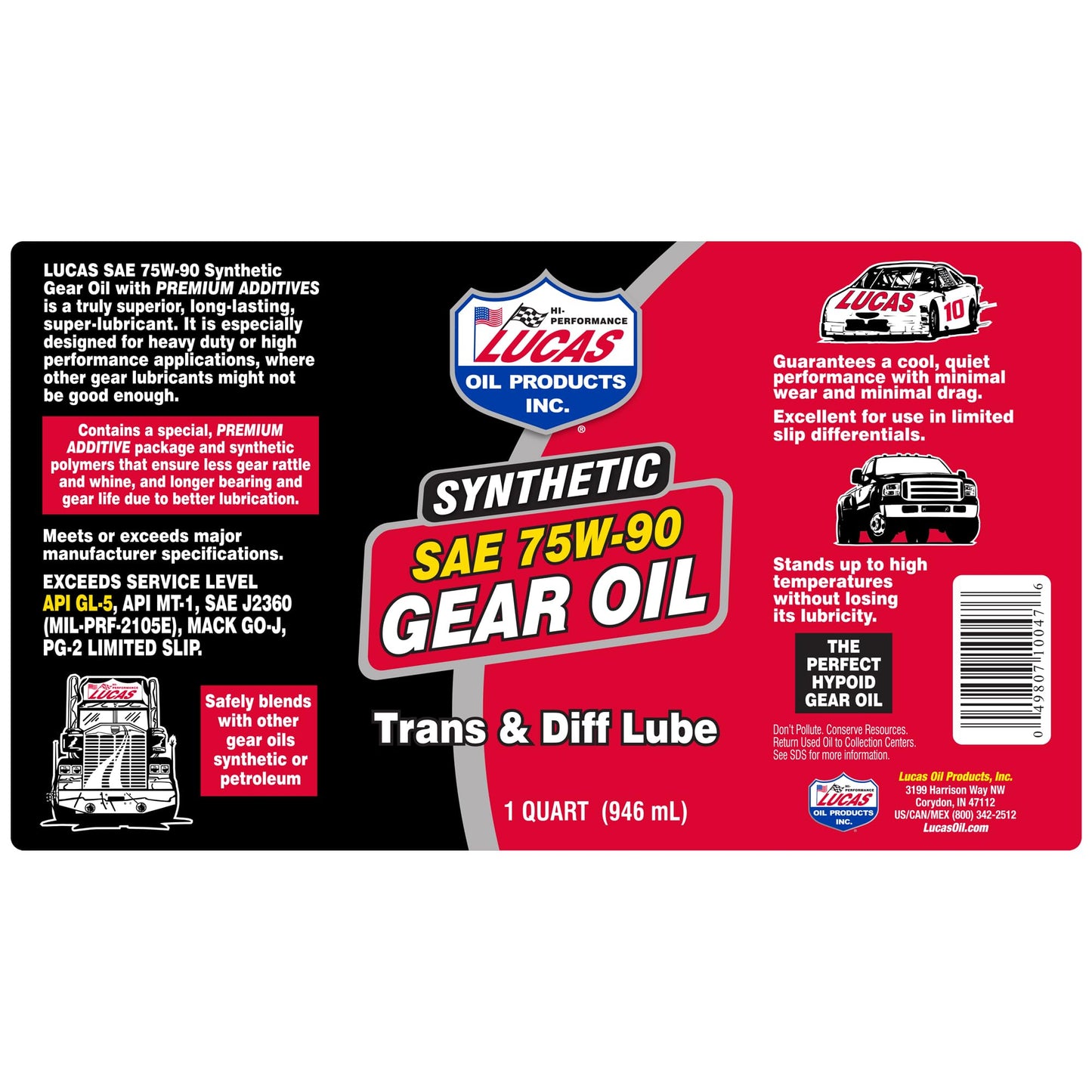 Lucas Oil 10047 SAE 75W-90 Synthetic Transmission and Differential Lube -, Clear, 1 Quart (32 Ounces) ๐ All In One Marketplace Canada