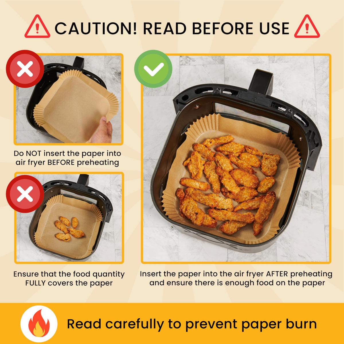 Air Fryer Liners, 250Pcs Disposable Parchment Paper Liners โ Unbleached Baking Air Fryer Sheets โ 8โ Square for 5-8 qt Baskets โ Great for Oven, Pans & Baking โ Easy Cleanup by Baker's Signature ๐ All In One Marketplace Canada