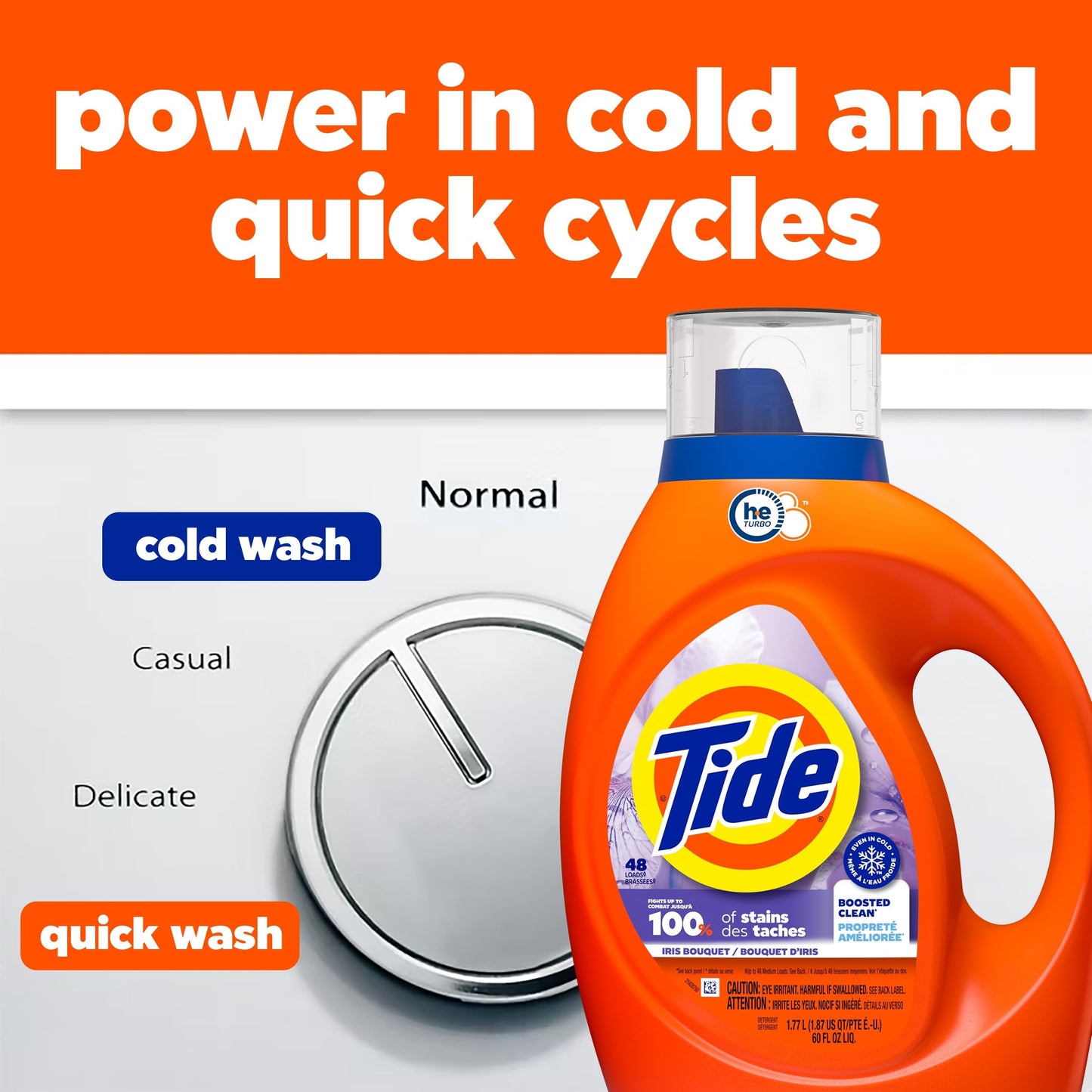 Tide Liquid Laundry Detergent, Iris Bouquet Scent, 100 Loads, Boosted Clean even in cold water, laundry soap, concentrated liquid detergent, 3.69 L đ All In One Marketplace Canada