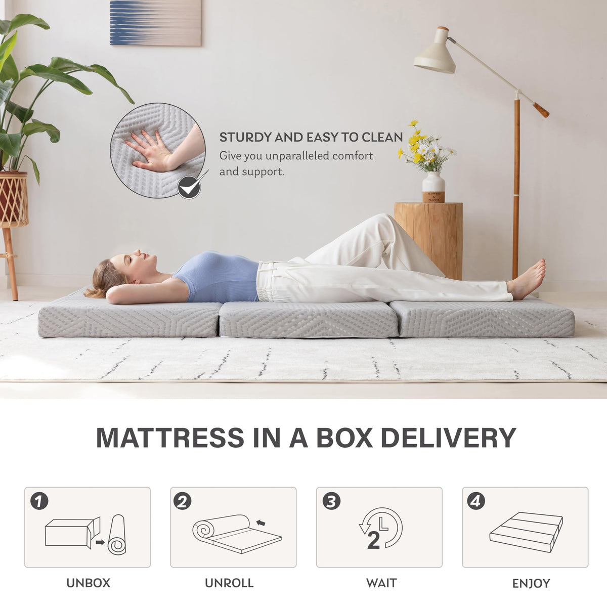 Tri-Fold Memory Foam Mattress, 4 inch Twin Folding Mattress ๐ All In One Marketplace Canada