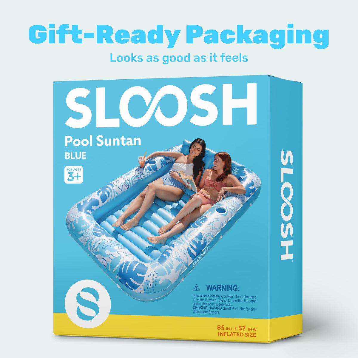 Sloosh Inflatable Tanning Pool Lounger Float-XL, 85" x 57" Extra Large Suntan Sun Tan tub for Adults, Bed Blow up, Raft Lounge Floatie, XL-Blue 🍁 All In One Marketplace Canada