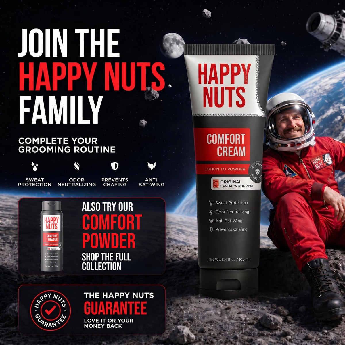 Happy Nuts Comfort Cream Deodorant For Men: Anti-Chafing Sweat Defense, Odor Control, Aluminum-Free Mens Deodorant & Hygiene Products for Men's Private Parts ๐ All In One Marketplace Canada
