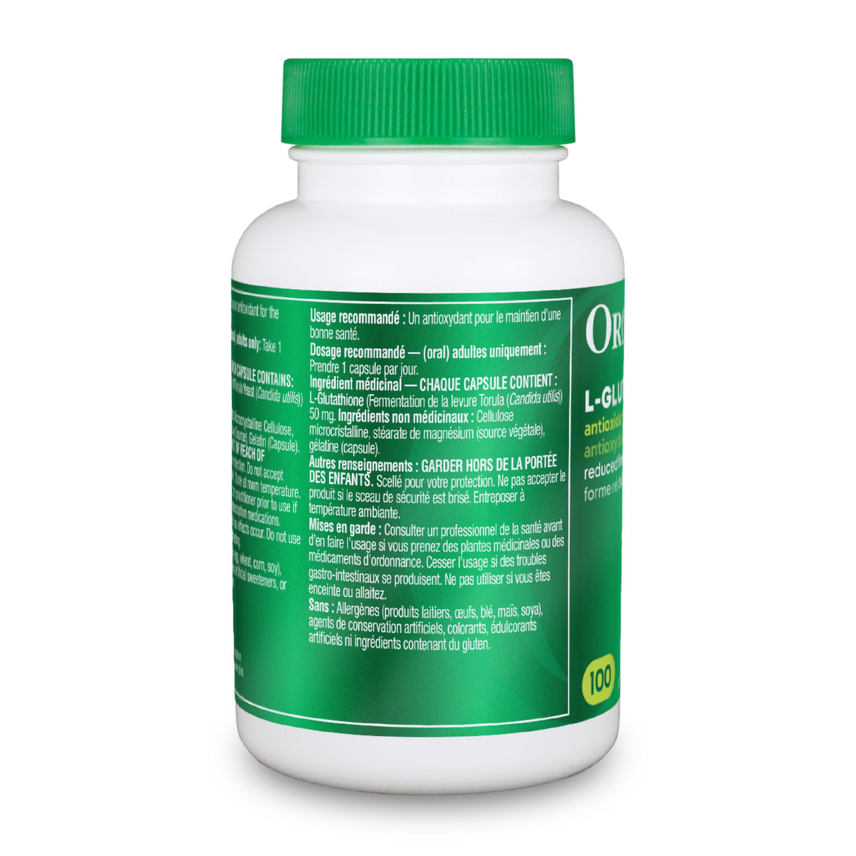 Organika Canadian-Made L-Glutathione (Reduced), Antioxidant and Detox Support -100 Caps ๐ All In One Marketplace Canada