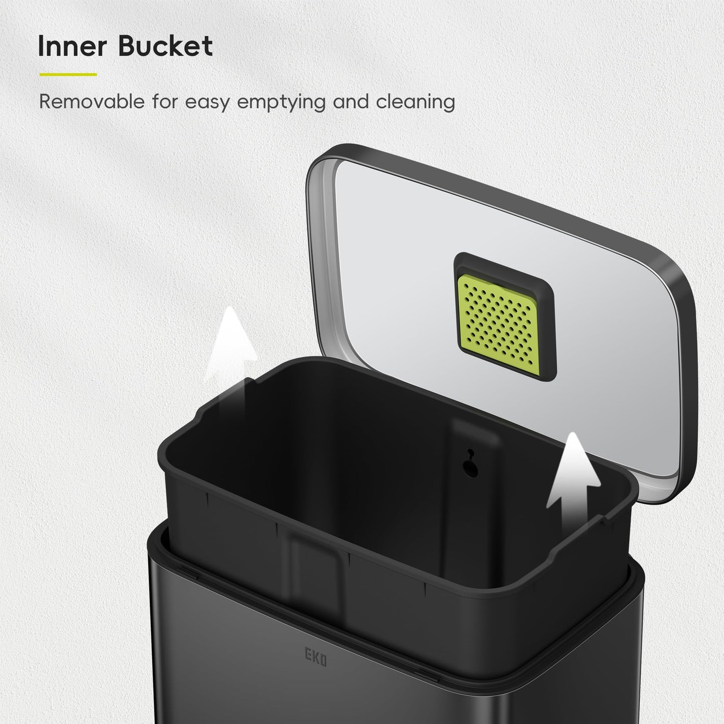 EKO Madison Matte Black 50 Liter/13.2 Gallon Step Trash Can with Inner Liner - Fingerprint Resistant Finish ๐ All In One Marketplace Canada