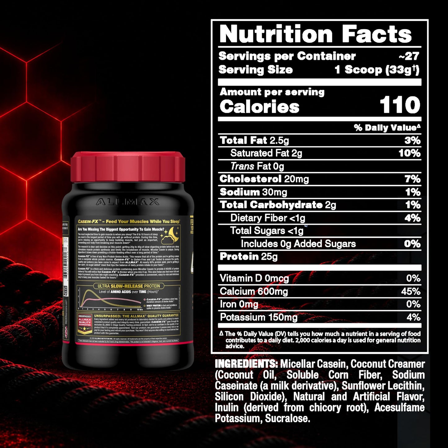 ALLMAX CASEIN-FX Casein Protein Powder, Vanilla, 2 lb, 27 Servings π All In One Marketplace Canada