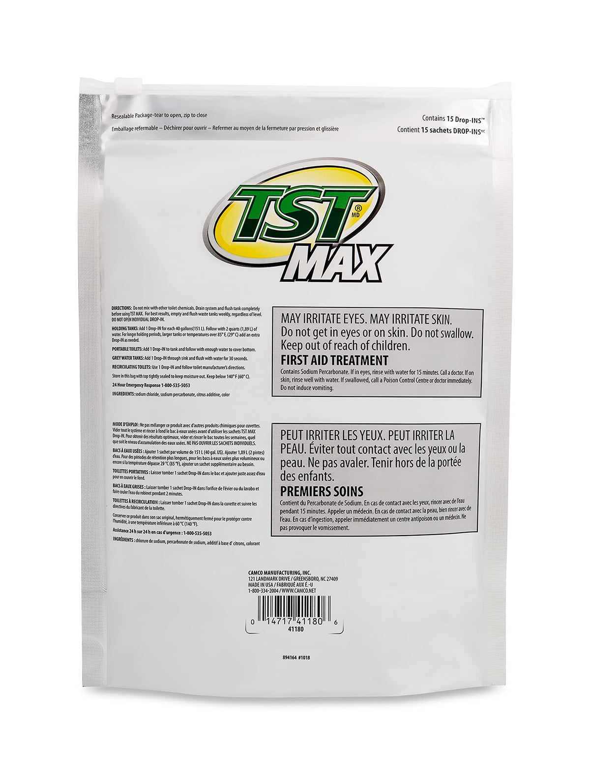 Camco TST MAX Camper/RV Toilet Treatment Drop-INs - Control Unwanted Odors and Break Down Waste and Tissue - Safe Septic Tank Treatment - Orange Scent, 15-Pack (41180) ๐ All In One Marketplace Canada