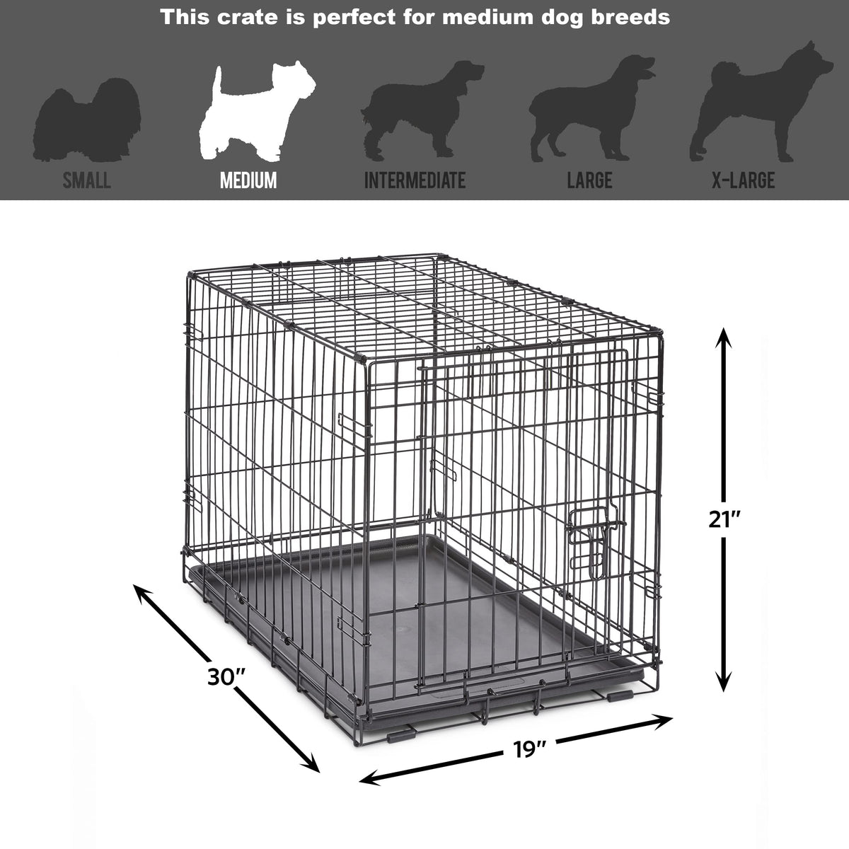 MidWest Homes for Pets 30-Inch New World Crate for Medium Breeds, 21-40 lbs, Single Door Folding Dog Crate, Leak-Proof Tray & Secure Latch, Portable, Durable & Easy to Assemble ๐ All In One Marketplace Canada