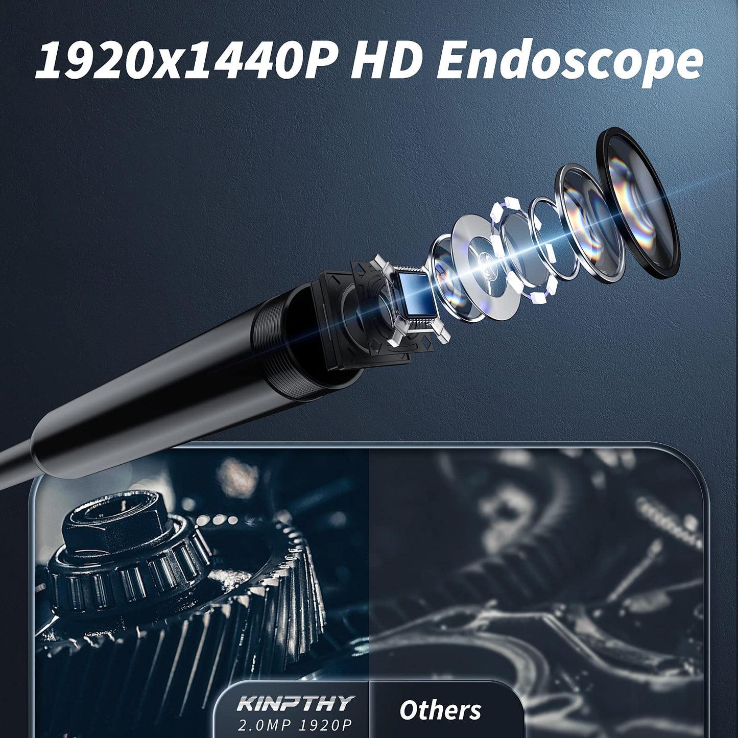Kinpthy Endoscope Camera with Light,1920P HD Borescope Tools with 8 Adjustable LED Lights, Endoscope with Semi-Rigid Snake Camera, Inspection Borescope for iOS and Android-16.4ft Single Lens 🍁 All In One Marketplace Canada