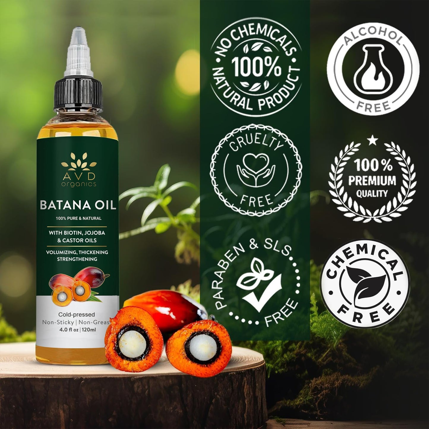 AVD Organics Raw Batana Oil for Hair | 100% Pure batana oil for Hair Growth - Promotes Thicker, Stronger Hair | Ideal for Men & Women | 120ML ๐ All In One Marketplace Canada