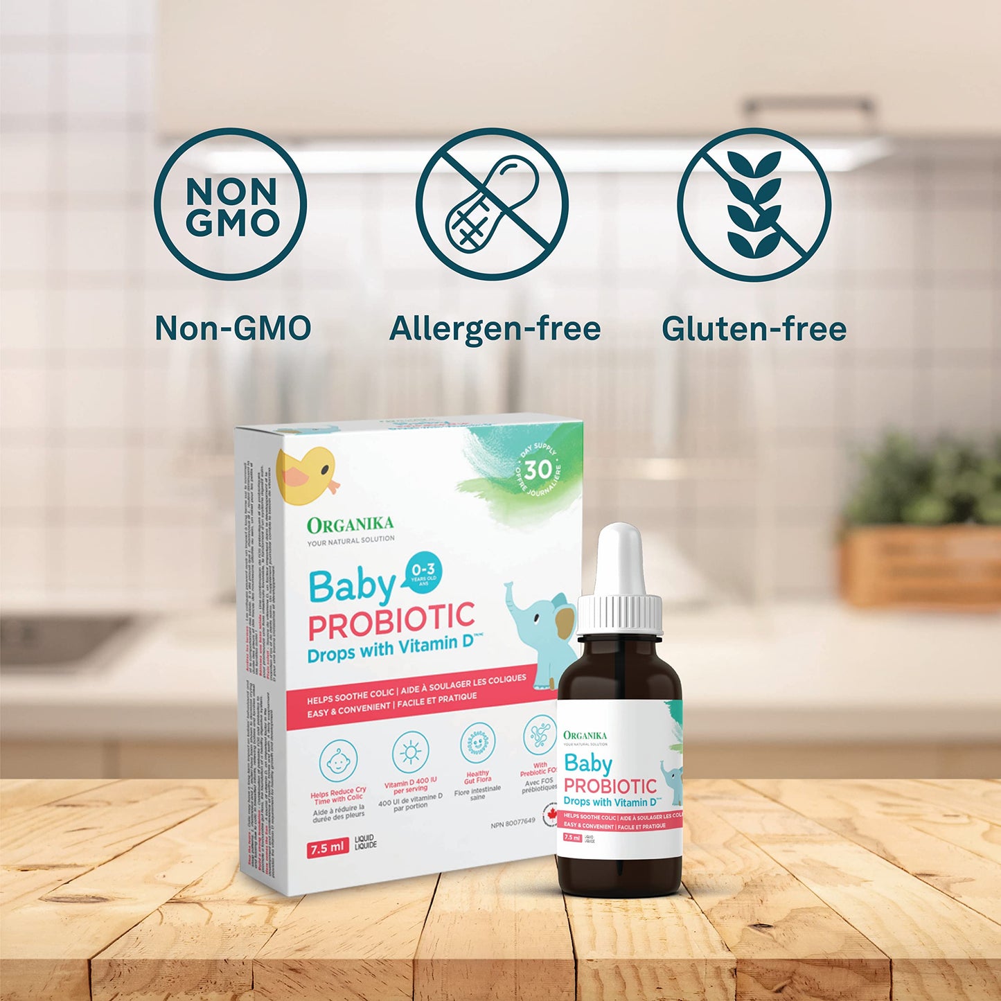Organika Baby Probiotic Drops with Vitamin D- Soothe Colic, Reduce Fussing, Aid in Growth and Development- White, 7.5 ml (Pack of 1) ๐ All In One Marketplace Canada
