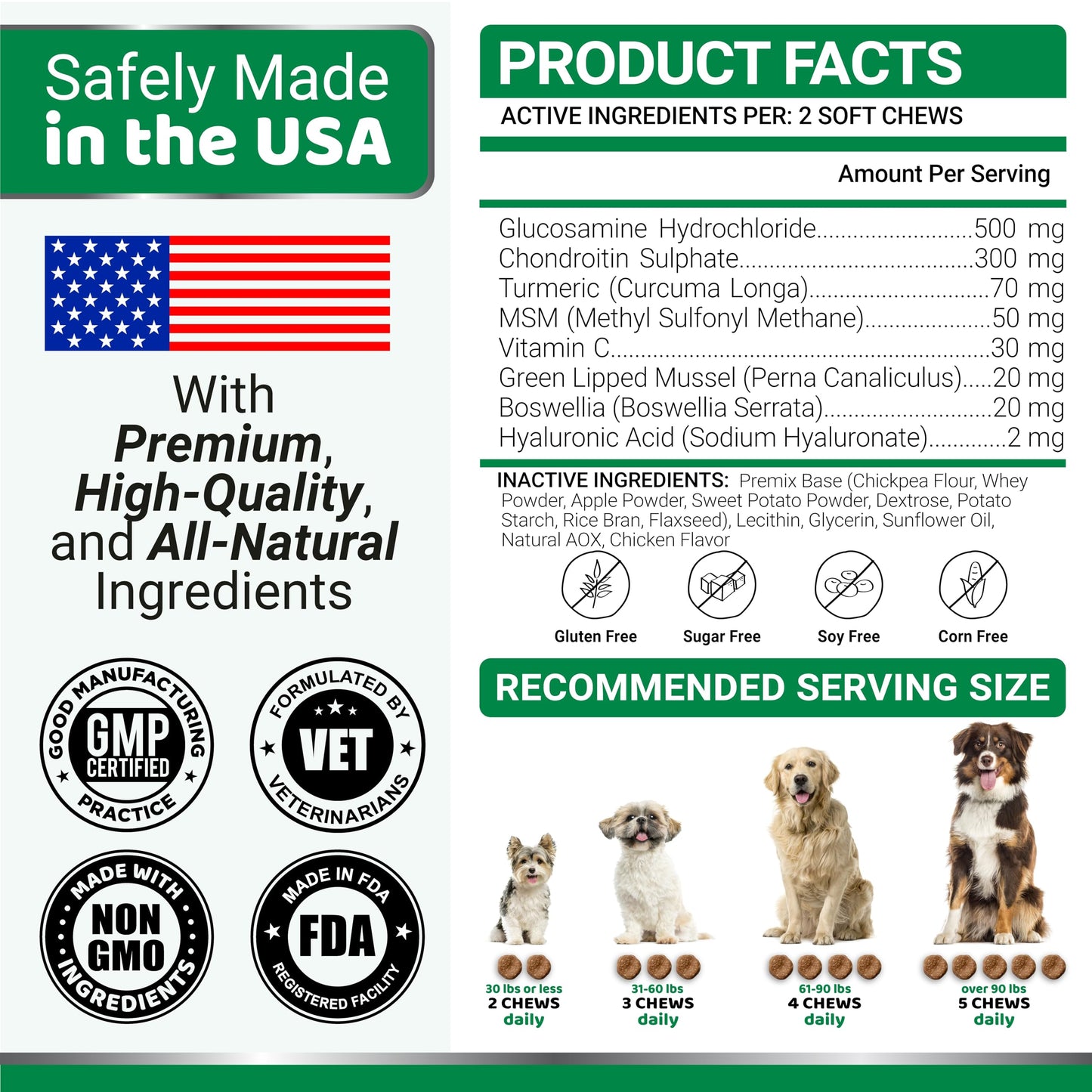 Glucosamine for Dogs - 165 Chews - Hip and Joint Supplement for Dogs - Glucosamine Chondroitin Chews - Joint Pain Relief Supplement with MSM - Advanced Health - Mobility Support - Made in USA š All In One Marketplace Canada