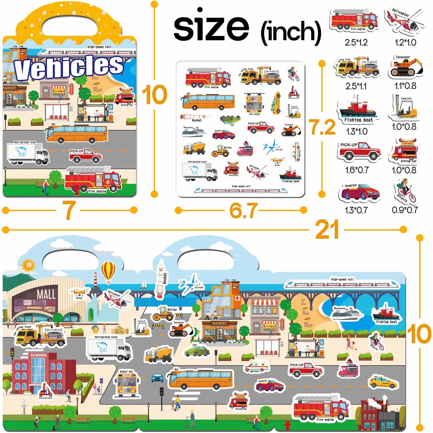 iGetooy Reusable Sticker Book, 6 Sets Sticker Book for Kids, Jelly Stickers for Kids, Vehicles, Animals, Ocean, Dinosaurs, Supermarket, Human Body ๐ All In One Marketplace Canada