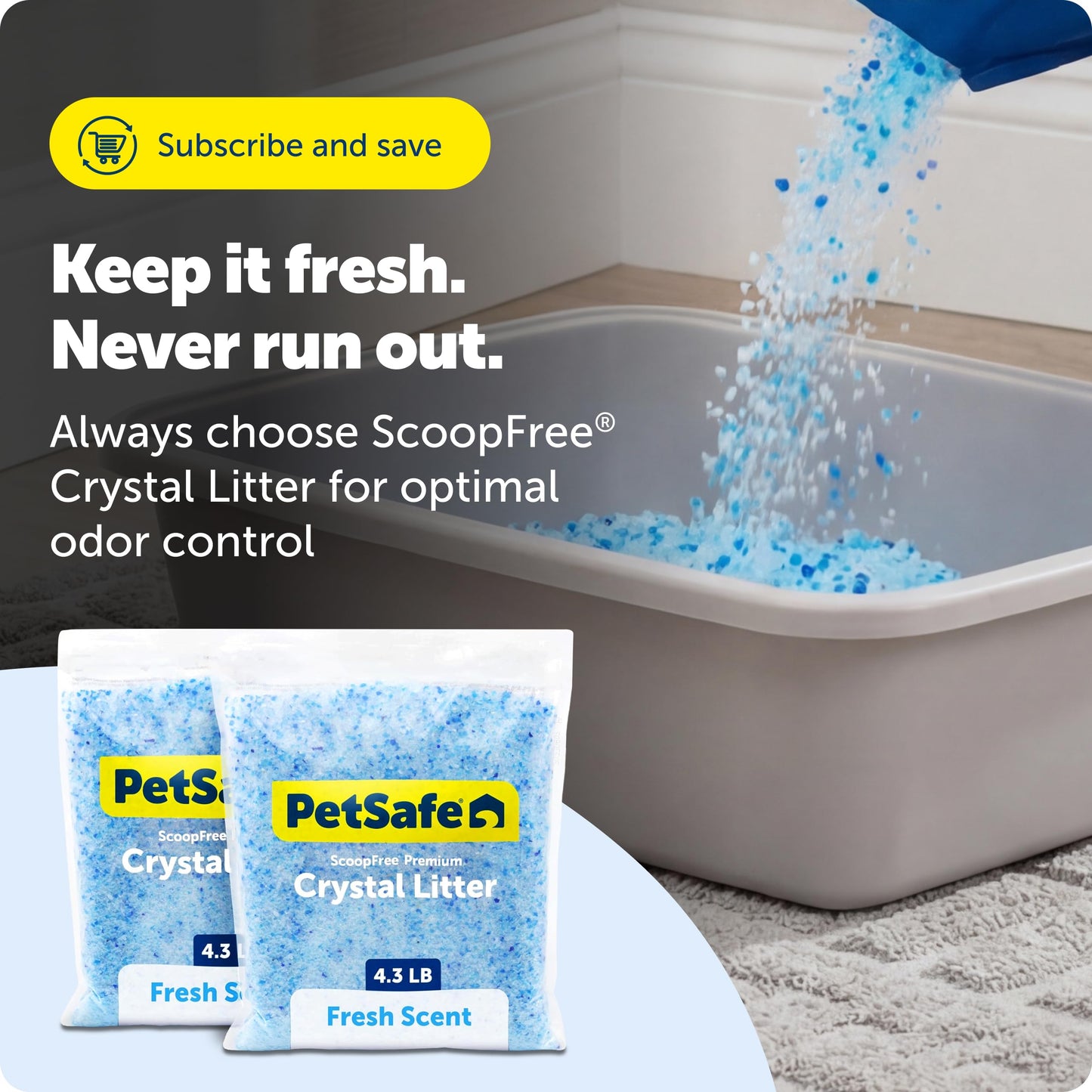 PetSafe ScoopFree Premium Blue Crystal Litter, Superior Odor Control - Low Tracking for Less Mess - Lasts Up to 1 Month (2 Pack of 4.3 Lb Bag) ๐ All In One Marketplace Canada