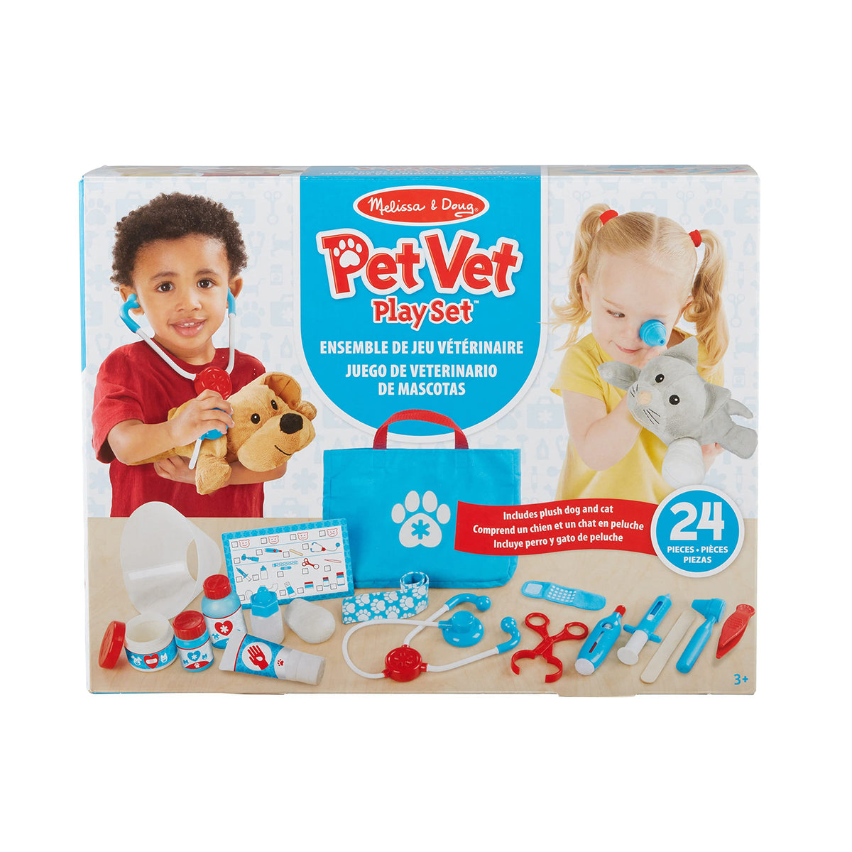 Melissa & Doug Examine and Treat Pet Vet Play Set, 24-Piece Animal Doctor Playset with Dog & Cat Plushies, Pet Doctor Kit & Accessories, Preschool Toys for Girls & Boys Ages 3+ ๐ All In One Marketplace Canada