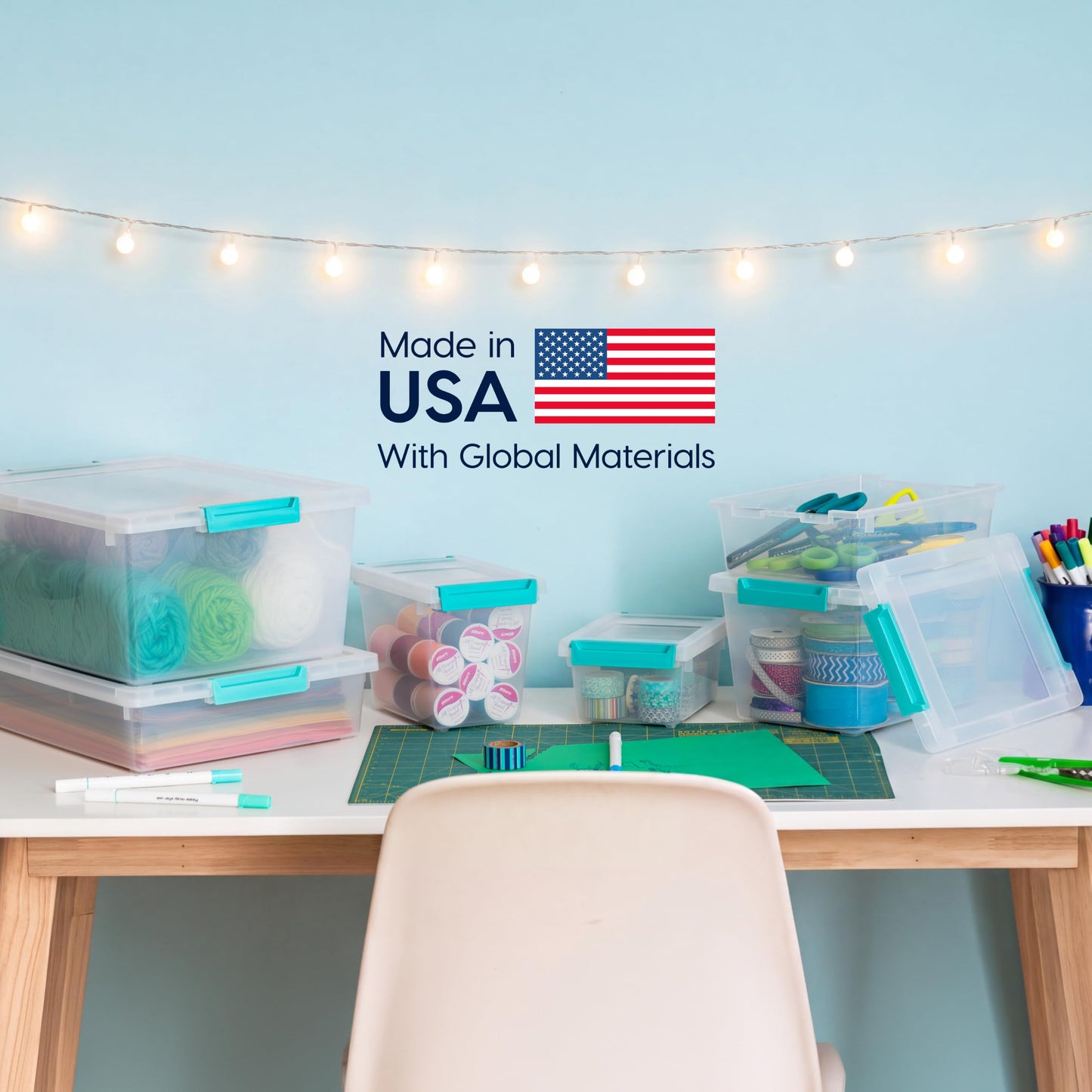 IRIS USA 11.4 L (12 US Qt) Large Deep Clip Box, 4 Pack, Clear Plastic Storage Container Bins with Latching Lids, Organizer for Home, Office and Classroom, Stackable Nestable, Seafoam Blue Buckles 🍁 All In One Marketplace Canada