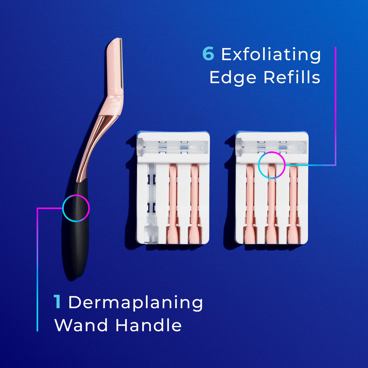 Schick Hydro Silk Dermaplaning Wand, Dermaplaning Tool for Face | Dermaplane Razor for Women Face, Eyebrow Razor, Peach Fuzz Remover, Includes 1 Weighted Metal Handle with 6 Refill Blades ๐ All In One Marketplace Canada